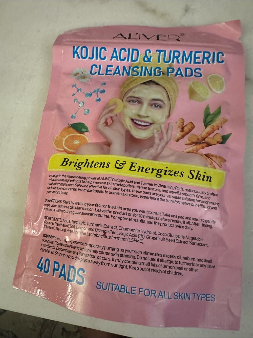 Kojic Acid & Turmeric Cleansing Pads – Pink Brightening Pads